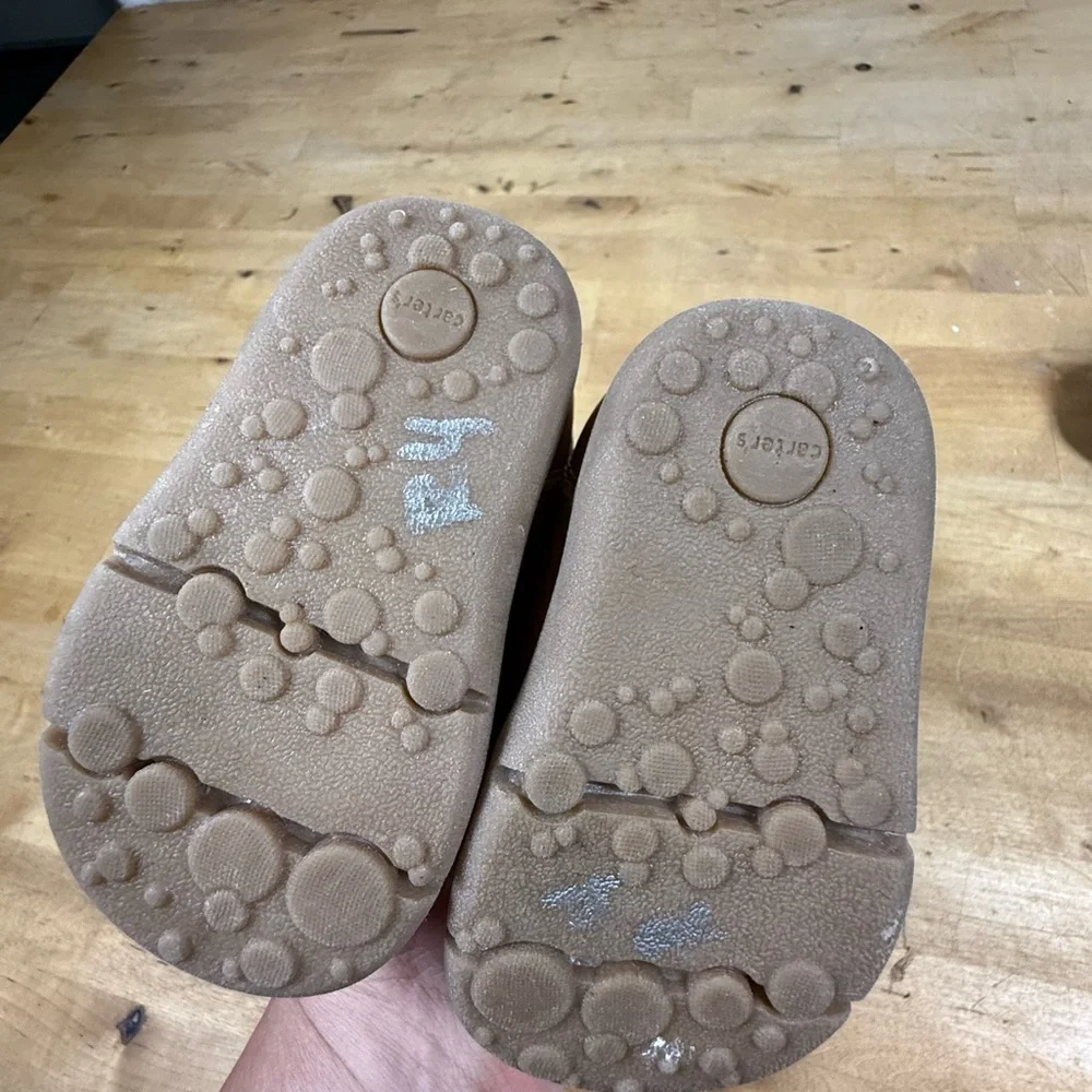 Carters Baby Boots Toddler Brown Faux Leather Boots Size 2.5 infant